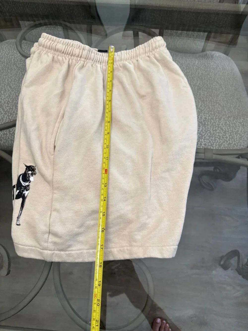 Death Row Records Beige Graphic Sweat Shorts 2XL Cotton/Polyester Mens Casual Lo